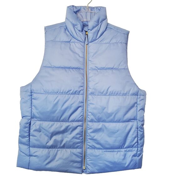 J. Crew Mountain Puffer Vest Sz S Full Zip Baby Blue Pockets $128 BU286 - Picture 1 of 16